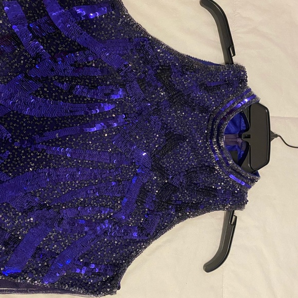 Cobalt, high-neck sequin gown - Picture 6 of 7